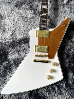 Custom Irregular Special-Shaped Electric Guitar with White Veneer Yellow Guard Board supplier