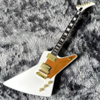 Custom Irregular Special-Shaped Electric Guitar with White Veneer Yellow Guard Board supplier