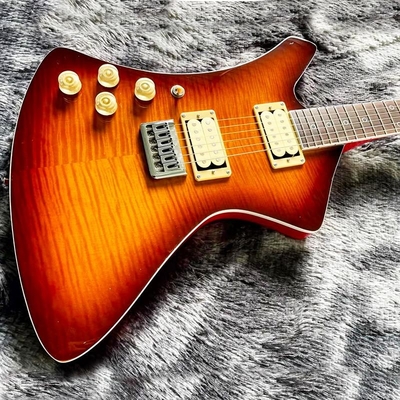 Custom BURN WASH Shaped Left Handed Electric Guitar Flamed Tiger Maple Veneer Color can be Customized supplier