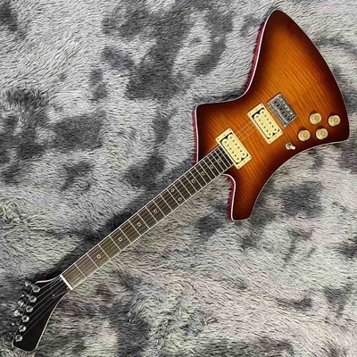 Custom BURN WASH Shaped Left Handed Electric Guitar Flamed Tiger Maple Veneer Color can be Customized supplier