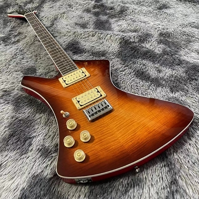 Custom BURN WASH Shaped Left Handed Electric Guitar Flamed Tiger Maple Veneer Color can be Customized supplier