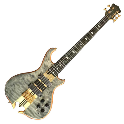 Custom Alem Style Mark King 5 Omega Cut Bottom Shape Neck Through Body Flamed Maple Top 5 Strings Bass Guitar supplier