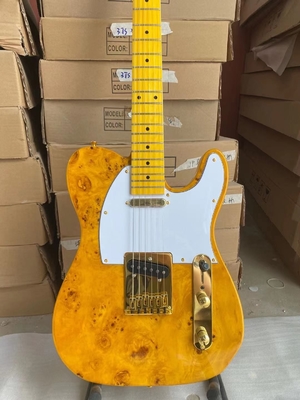 Custom Tele Electric Guitar Burl Maple Top Basswood Body Maple Fingerboard Golden Hardware High Quality Guitar supplier