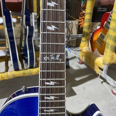 Custom LP Style Ace Frehley Hummbucker Pickups Electric Guitar with Rosewood Fingerboard Mahogany Body Blue Color Accept supplier