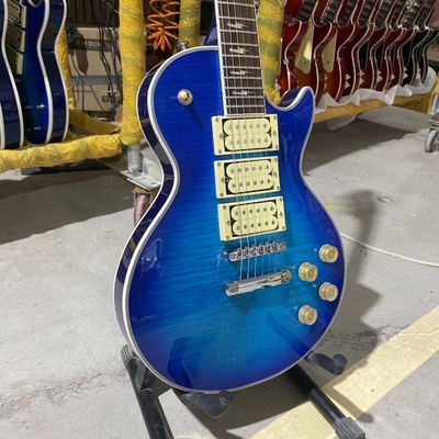 Custom LP Style Ace Frehley Hummbucker Pickups Electric Guitar with Rosewood Fingerboard Mahogany Body Blue Color Accept supplier