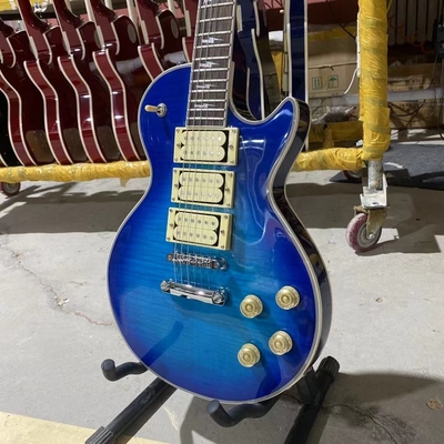 Custom LP Style Ace Frehley Hummbucker Pickups Electric Guitar with Rosewood Fingerboard Mahogany Body Blue Color Accept supplier