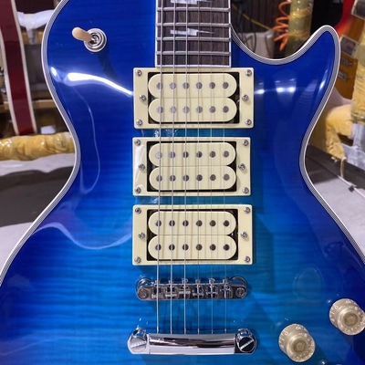 Custom LP Style Ace Frehley Hummbucker Pickups Electric Guitar with Rosewood Fingerboard Mahogany Body Blue Color Accept supplier