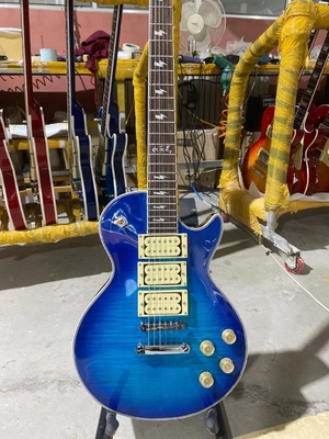 Custom LP Style Ace Frehley Hummbucker Pickups Electric Guitar with Rosewood Fingerboard Mahogany Body Blue Color Accept supplier