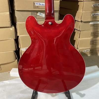 Custom ES 335 Style Semi Hollow Electric Guitar Jazz Model in Transparent Red Color supplier