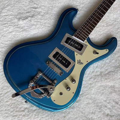 Custom 1966 Ventures Mosrite Zero Fret JRM Johnny Ramone Electric Guitar Tremolo Tailpiece in Blue Color supplier