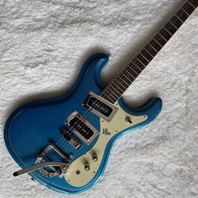 Custom 1966 Ventures Mosrite Zero Fret JRM Johnny Ramone Electric Guitar Tremolo Tailpiece in Blue Color supplier