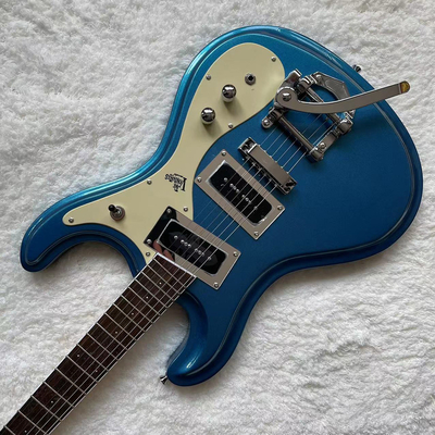 Custom 1966 Ventures Mosrite Zero Fret JRM Johnny Ramone Electric Guitar Tremolo Tailpiece in Blue Color supplier