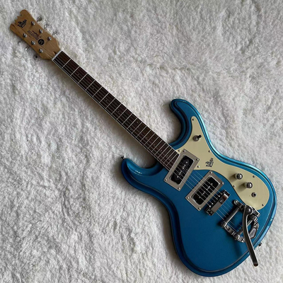 Custom 1966 Ventures Mosrite Zero Fret JRM Johnny Ramone Electric Guitar Tremolo Tailpiece in Blue Color supplier