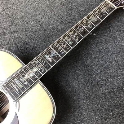 Custom 12 Strings Solid Spruce Top 41 Inch Dreadnought Deluxe Abalone Binding Acoustic Guitar Umbrella Logo on Headstock supplier