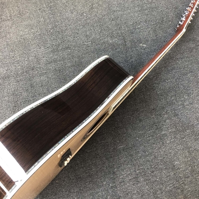 Custom 12 Strings Solid Spruce Top 41 Inch Dreadnought Deluxe Abalone Binding Acoustic Guitar Umbrella Logo on Headstock supplier