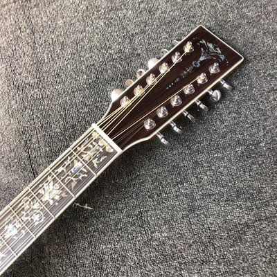 Custom 12 Strings Solid Spruce Top 41 Inch Dreadnought Deluxe Abalone Binding Acoustic Guitar Umbrella Logo on Headstock supplier