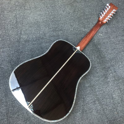 Custom 12 Strings Solid Spruce Top 41 Inch Dreadnought Deluxe Abalone Binding Acoustic Guitar Umbrella Logo on Headstock supplier