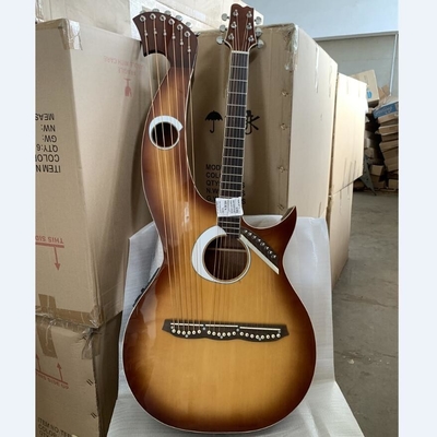 Custom 6/6/8 Strings Double Neck Harp Electric Acoustic Guitar supplier