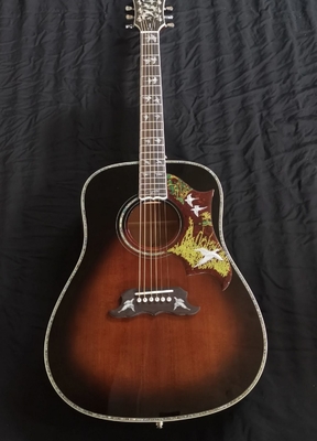 Custom Grand 41 inch Dreadnought Acoustic Guitar in Dark Brown Finish Flamed Maple Back &amp; Sides supplier