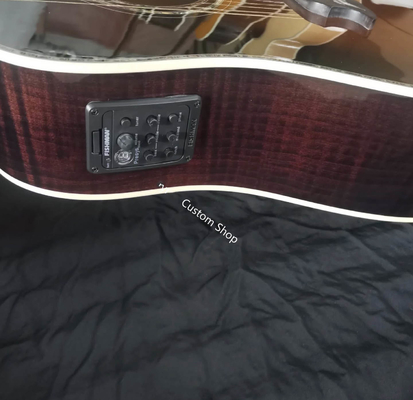 Custom Grand 41 inch Dreadnought Acoustic Guitar in Dark Brown Finish Flamed Maple Back &amp; Sides supplier