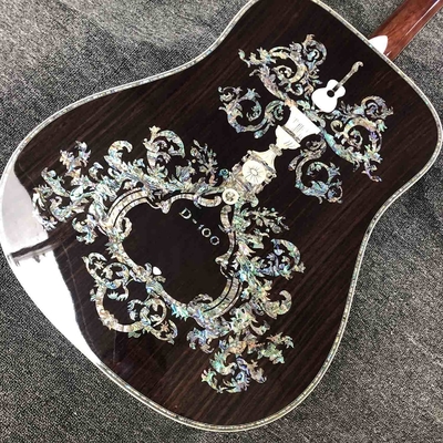 Custom AAAAA Handmade D100AA All Solid Wood Vintage D Dreadnought D100A Acoustic Guitar Deluxe Full Abalone Binding supplier
