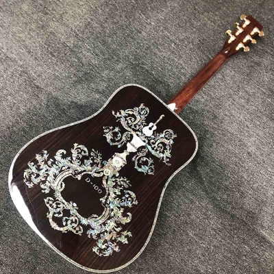 Custom AAAAA Handmade D100AA All Solid Wood Vintage D Dreadnought D100A Acoustic Guitar Deluxe Full Abalone Binding supplier