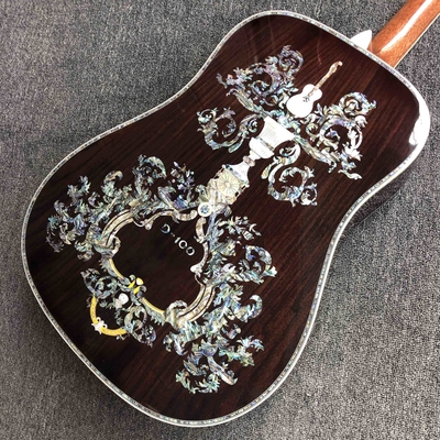 Custom AAAAA Handmade D100AA All Solid Wood Vintage D Dreadnought D100A Acoustic Guitar Deluxe Full Abalone Binding supplier