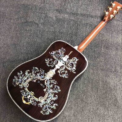 Custom AAAAA Handmade D100AA All Solid Wood Vintage D Dreadnought D100A Acoustic Guitar Deluxe Full Abalone Binding supplier