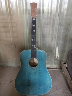 Custom AAAAA 12 Strings All Solid Wood Doves in Flight Viper Blue Acoustic Folk Guitar AAAA solid spruce wood top supplier