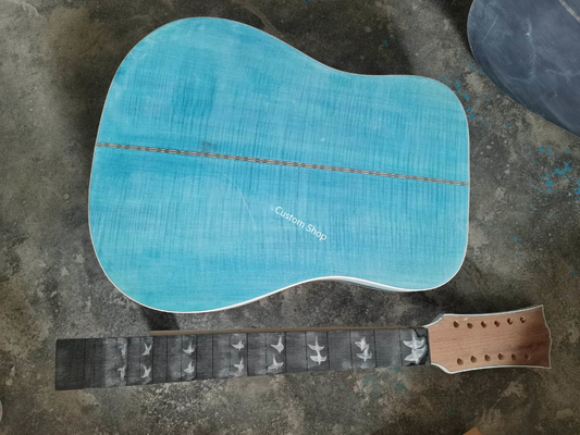 Custom AAAAA 12 Strings All Solid Wood Doves in Flight Viper Blue Acoustic Folk Guitar AAAA solid spruce wood top supplier