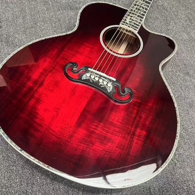 Custom Deluxe SJ200 Solid KOA Top Cutaway Jumbo Acoustic Guitar, Solid KOA Back Side, 43 Inch Gibson Style