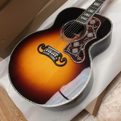 Custom Sunburst Color SJ200 ALL Solid Wood Jumbo Acoustic Guitar Crown Monarch Type