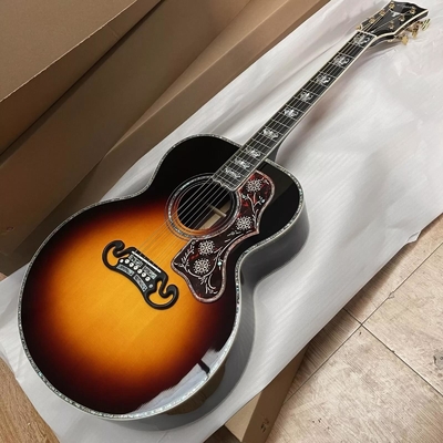 Custom Gibson Style Crown Monarch Type Sunburst Color SJ200 ALL Solid Wood Jumbo Acoustic Guitar
