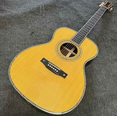 Custom Logo on Headstock, Solid Spruce OM Body Solid Rosewood Back Side Acoustic Electric Guitar Abalone Binding