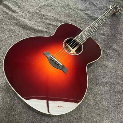 Custom Taylor Style 818 Body Deep Sunburst Solid Rosewood Back Side Acoustic Guitar X Bracing Bone Nut